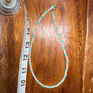 Turquoise & White Seed Bead Necklace